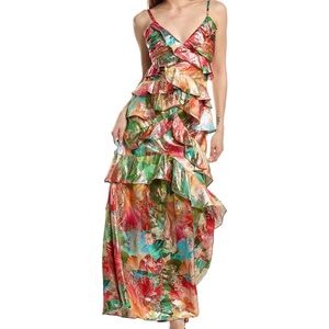 Ramy Brook Multicolor Floral Ruffle Maxi Dress